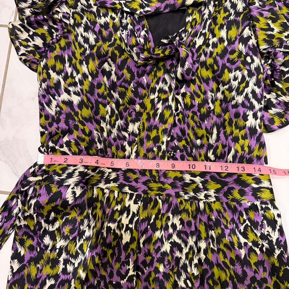 Milly of New York Silk Abstract Animal Print Ruffle Flutter Sleeve Dress 8 - Picture 11 of 16